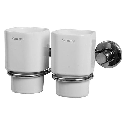 Стакан для зубних щіток Vernandi подвійний з кріпленням з нержавіючої сталі 8061
