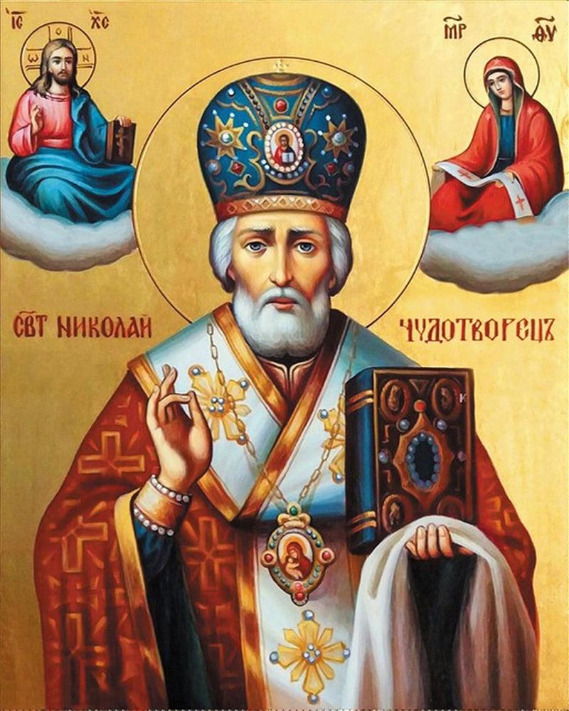 Алмазная мозаика на подрамнике SHLab Святой Николай Чудотворец SHR-GLE76558 Полная Выкладка 40x50 см (40107)
