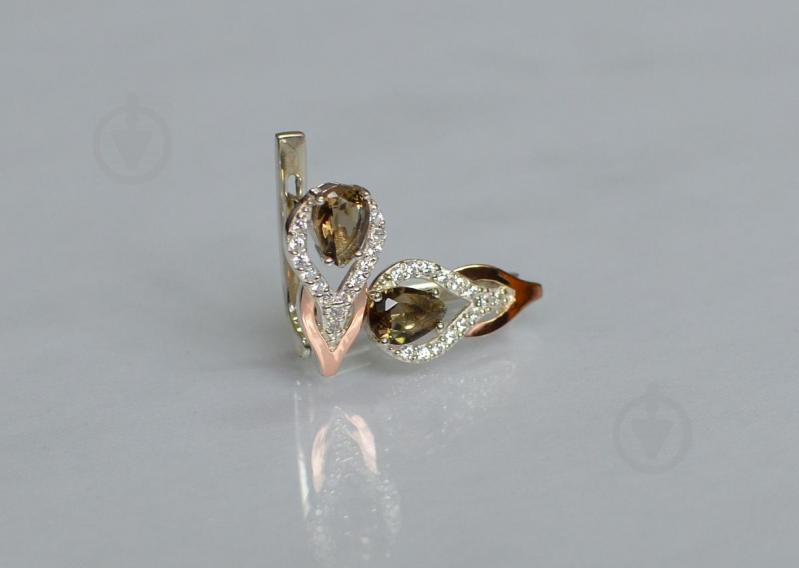 Серебряные серьги Sil с золотыми накладками 132s-13 Коричневый (Sil-728)