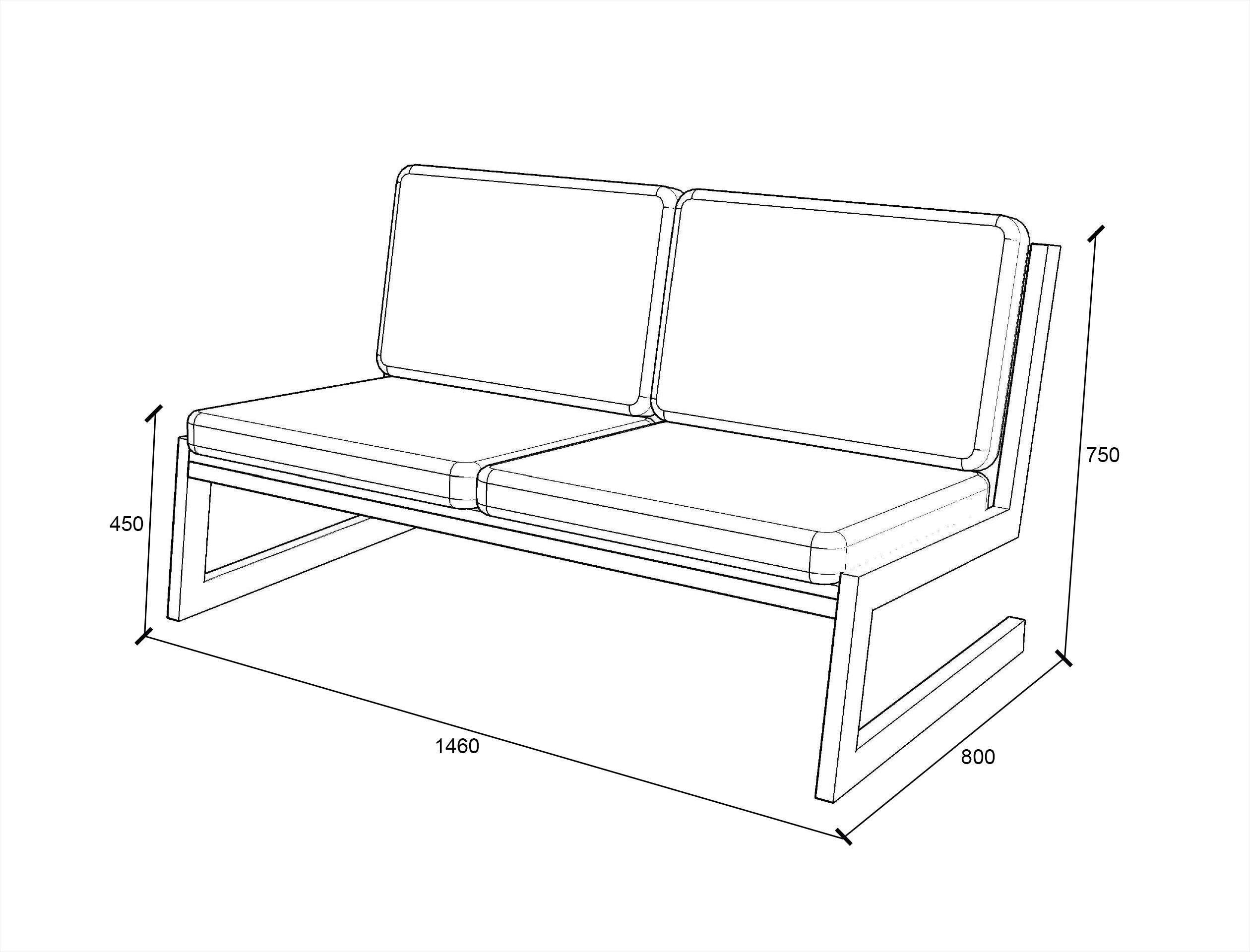 Мягкий диван Lofty SOFT двухместный из металла ширина 1460 мм Синий - фото 3