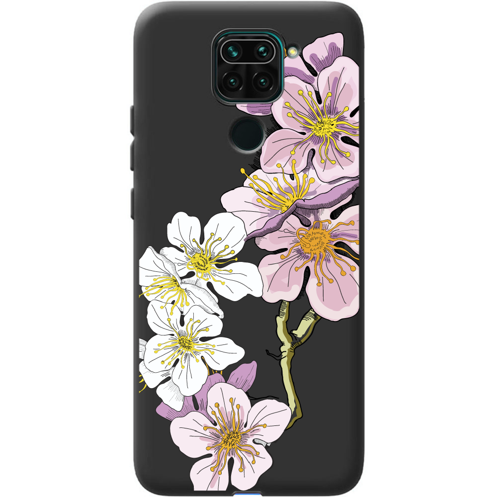 Чехол с рисунком Boxface Xiaomi Redmi Note 9 Cherry Blossom Черный силикон (39801-cc4-41087)