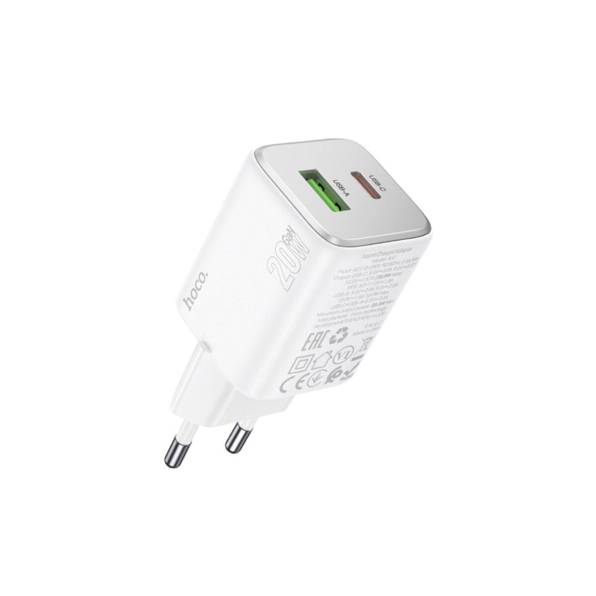 Зарядное устройство Hoco N41 Almighty PD20W+QC3.0 1xUSB 1xType-C Charger White (6942007617031) Зарядное устройство Hoco N41 Almighty PD20W+QC3.0 1xUSB 1xType-C Charger White (6942007617031)