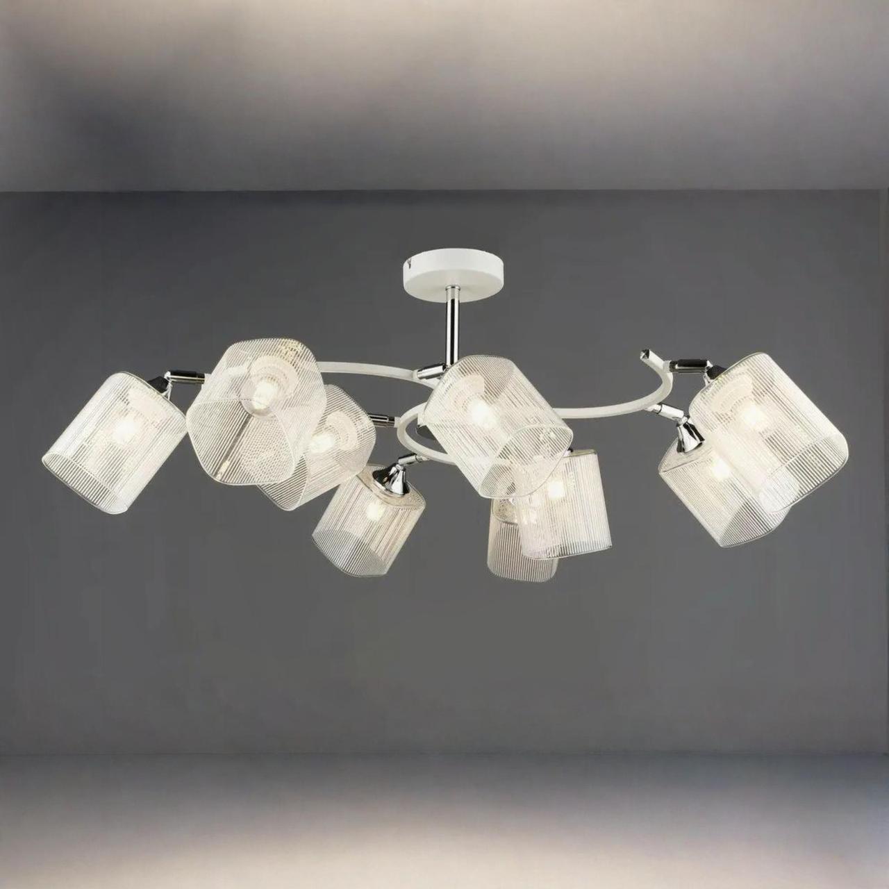 Люстра Valeso на девять квадратных плафонов под лампу Е27 Белый/Хром (N6605/9)