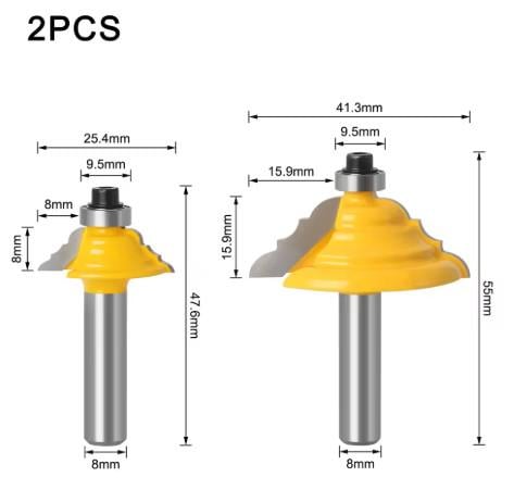 Комплект фрез по дереву кромочных с подшипником хвостовик 8 мм 2 шт. (F587) - фото 2 Комплект фрез по дереву кромочных с подшипником хвостовик 8 мм 2 шт. (F587) - фото 2