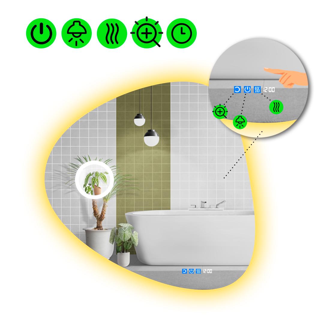 Зеркало с LED подсветкой Nuvola 2 с тремя сенсорами 100x100 см (8737180)