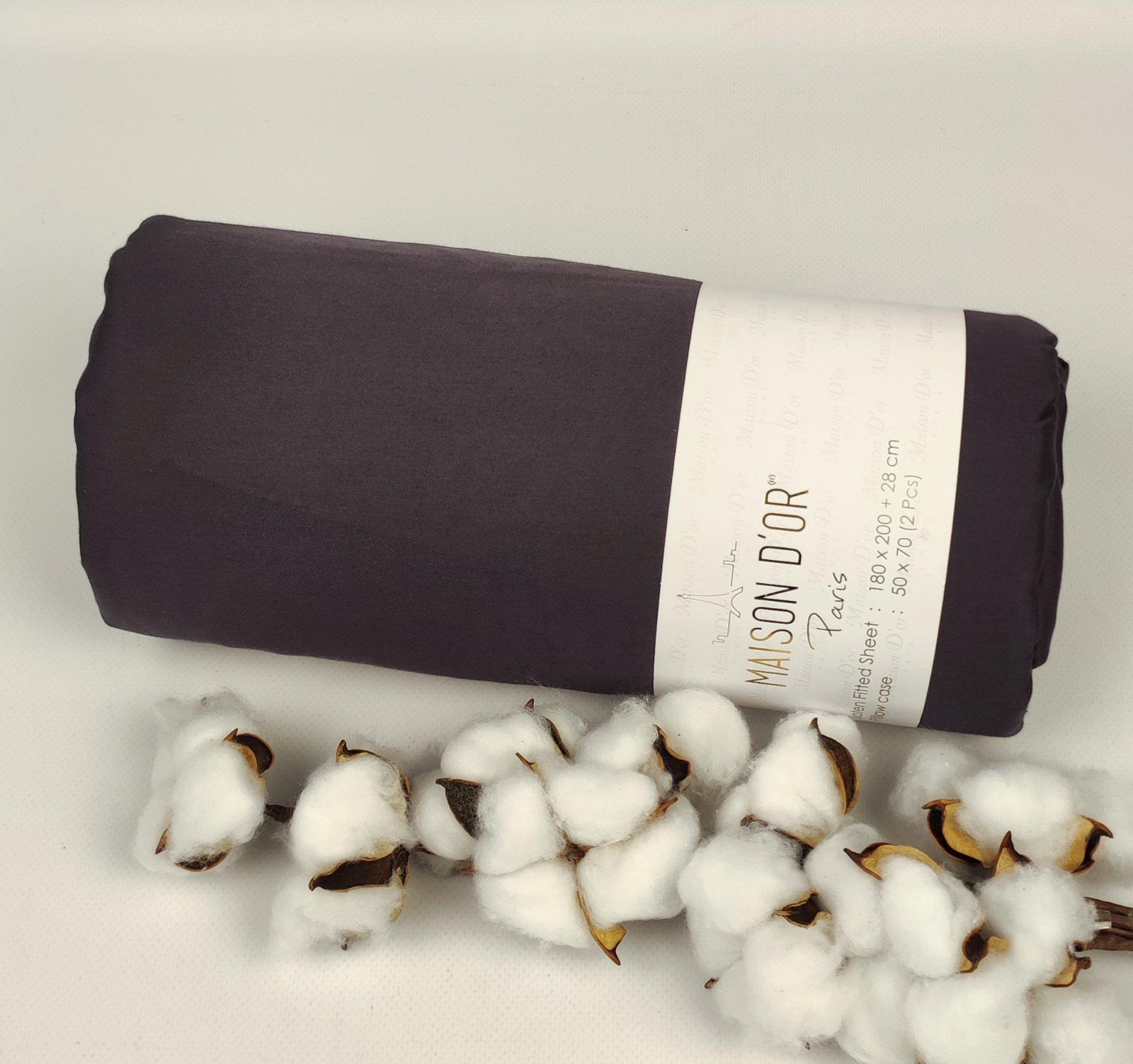 Простынь на резинке Maison D'or 180x200 см с наволочками сатин Anthracite (CN23351)