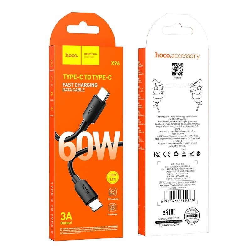 Кабель для зарядки Hoco X96 Type-C-Type-C Hyper fast charging data cable 1 м Черный (5d8211ab) - фото 5