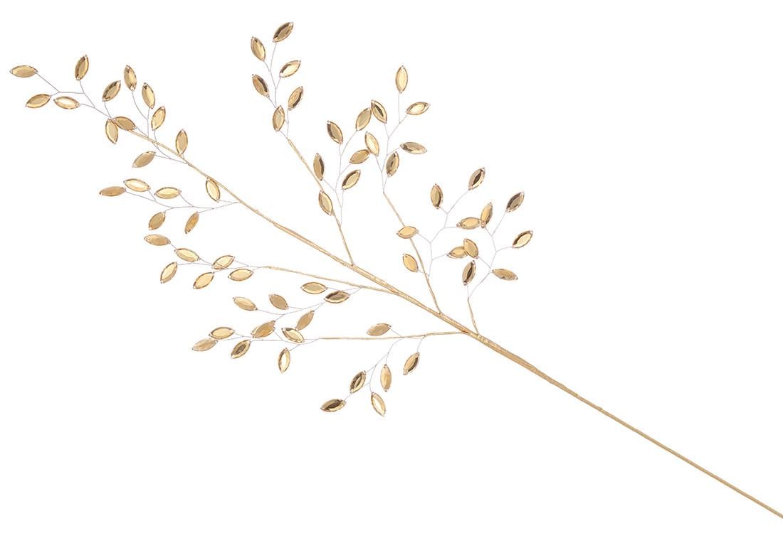 Веточка новогодняя CR8-330 с акриловыми камнями Золотой