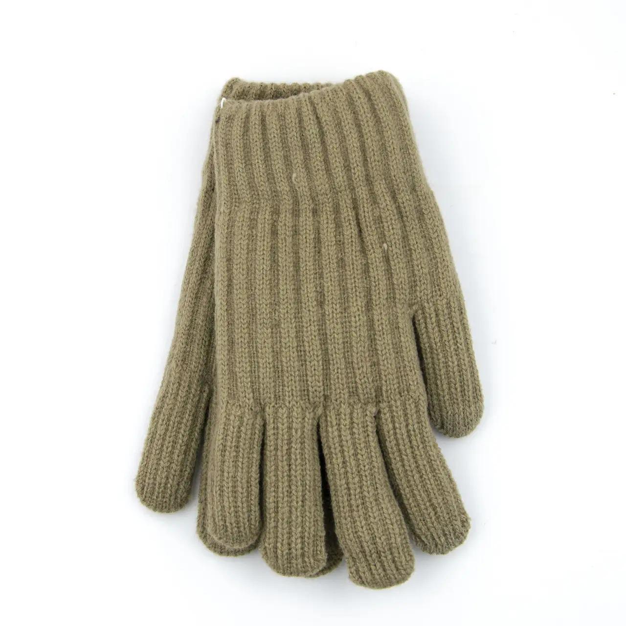 Подростковые перчатки зимние шерстяные с меховой подкладкой и сенсорными пальцами Бежевый (23-3-19)