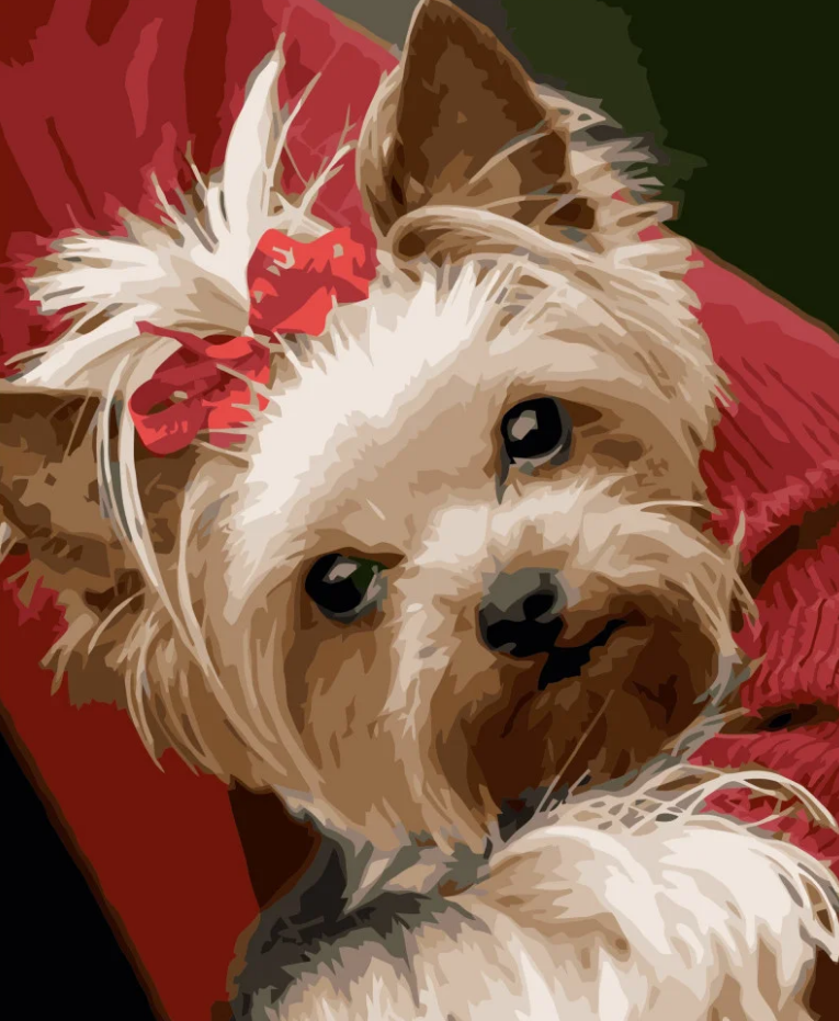 Картина по номерам Strateg Премиум Песик с хвостиком с лаком и уровнем 40x50 см (VA-3429)