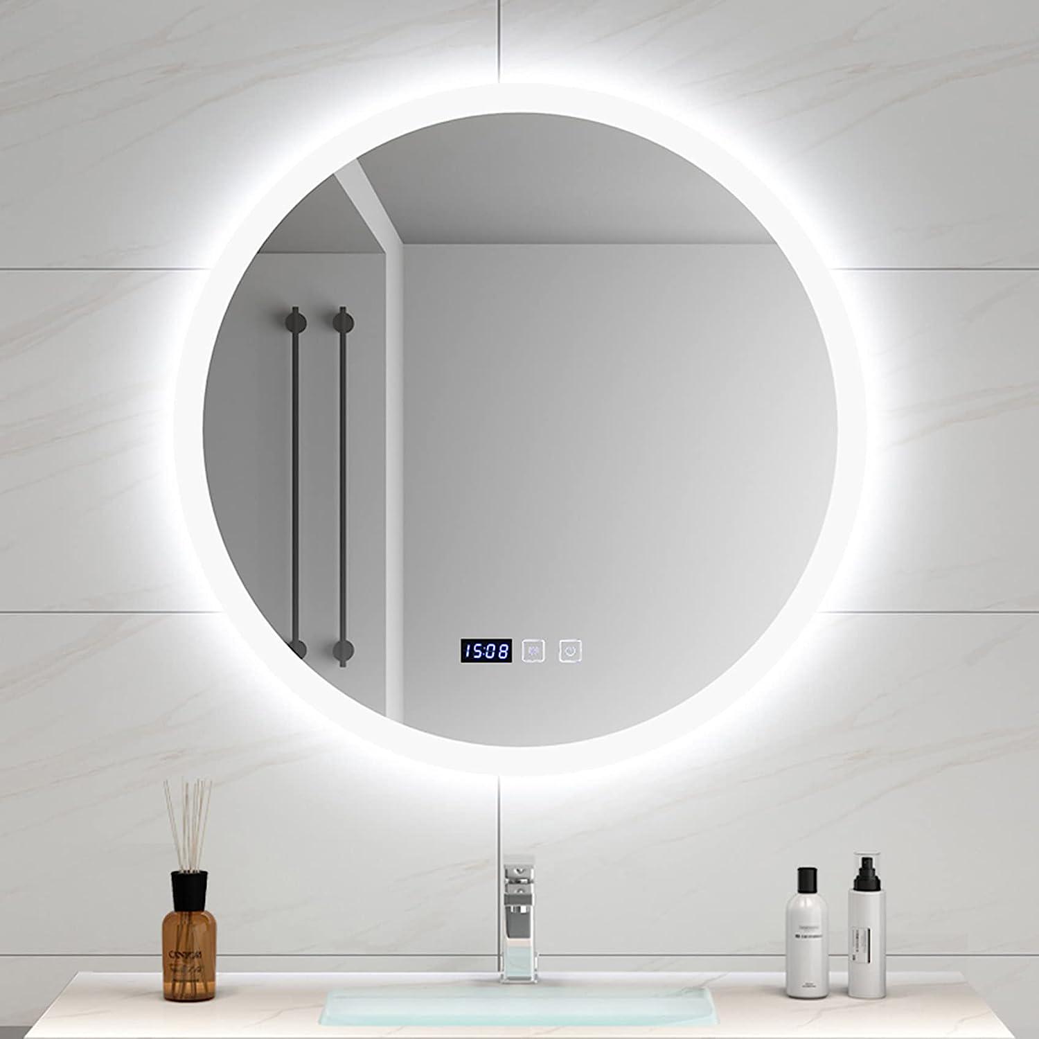 Зеркало Dim Dzerkal MARE с LED-подсветкой/сенсорным управлением/подогревом/часами 70х70 см (13521)