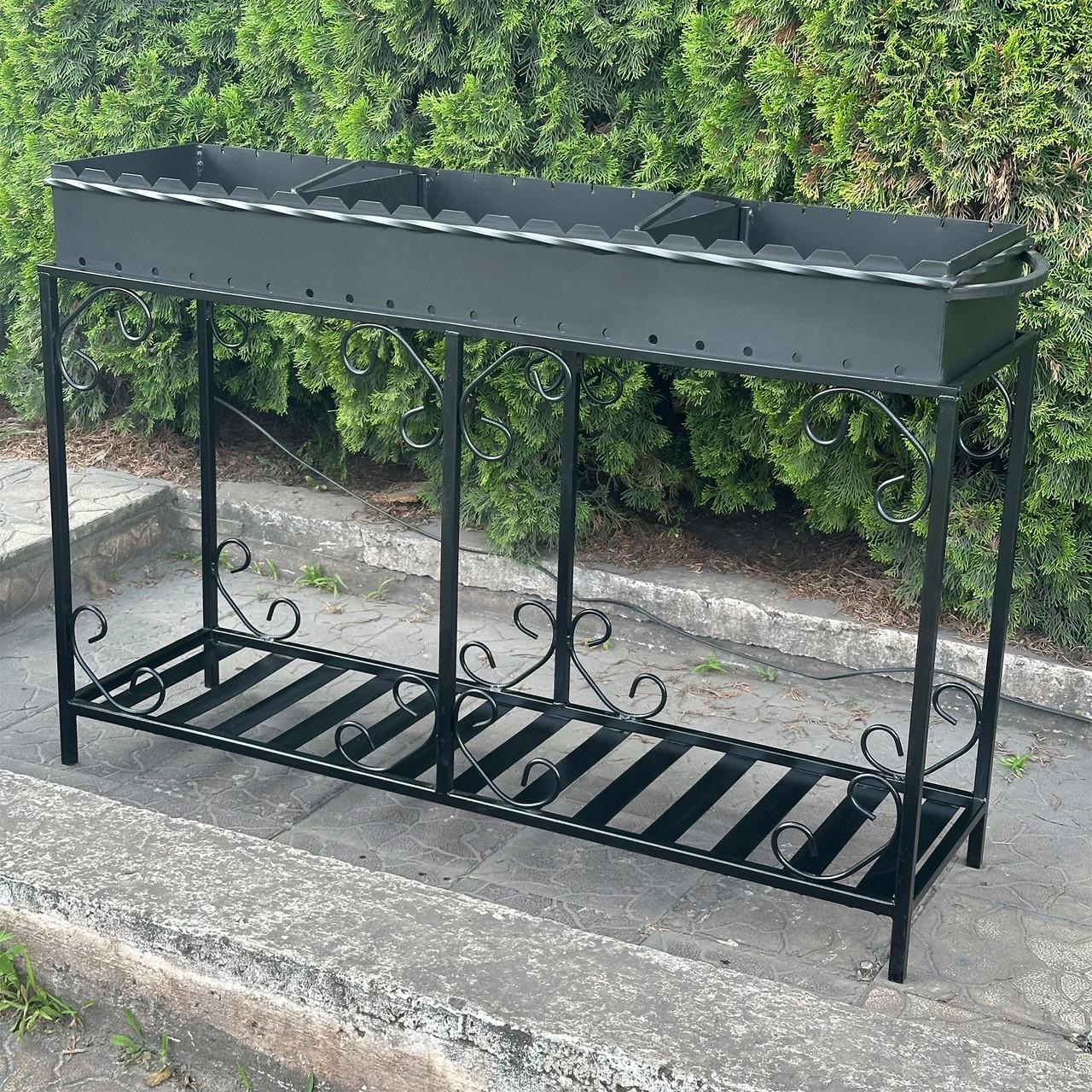 Мангал Metalzavod Гефест на 20 шампурів 4 мм на дровниці 143х39,5х97,2 см (MD20-4) - фото 2 Мангал Metalzavod Гефест на 20 шампурів 4 мм на дровниці 143х39,5х97,2 см (MD20-4) - фото 2