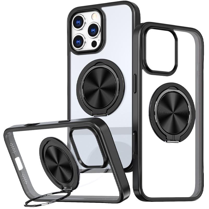 Протиударний чохол TPU+PC Metal Ring with MagSafe для Apple iPhone 16 Pro Max (6.9") Чорний