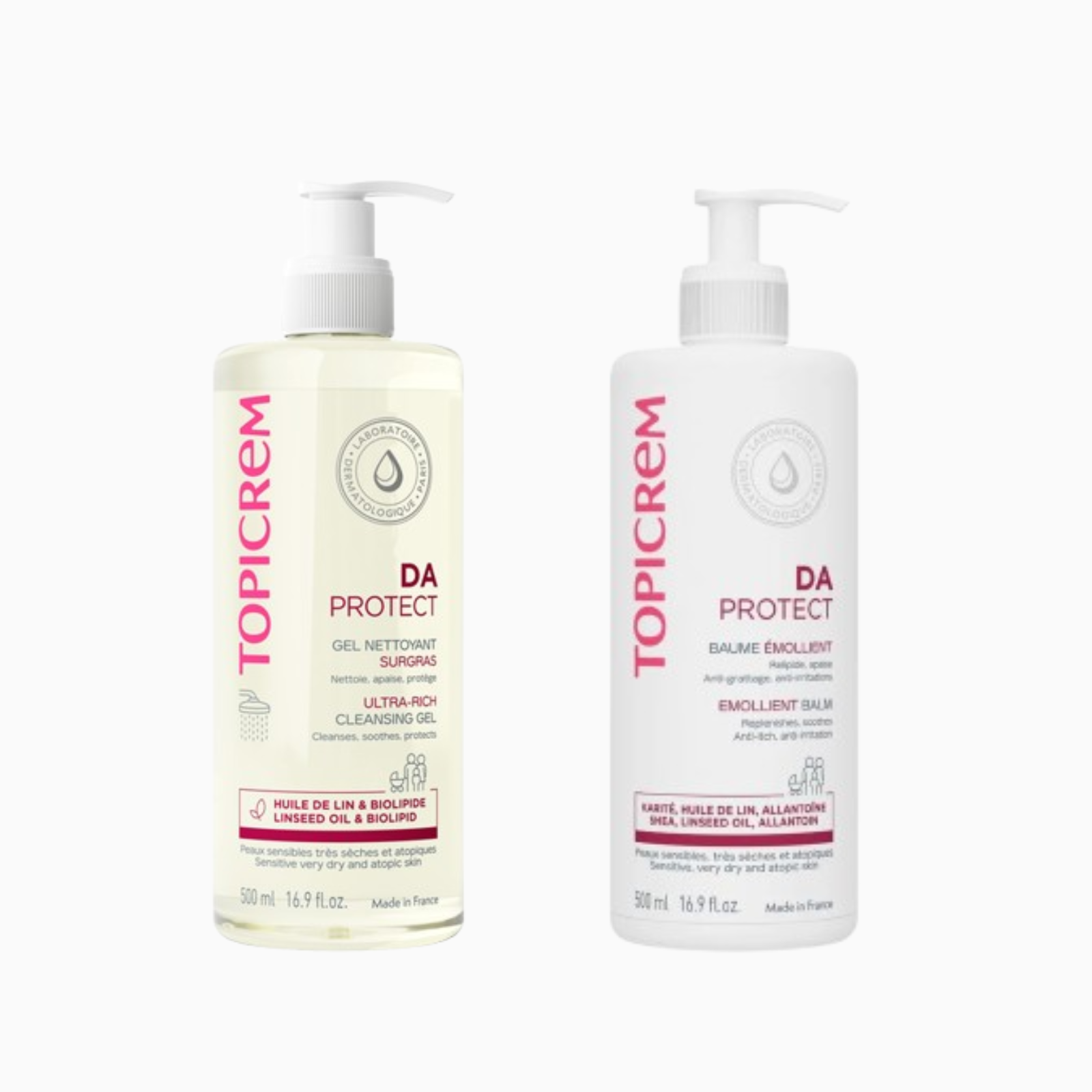 Набор средств для тела Topicrem DA PROTECT Gel Nettoyant Surgras и Baume Emollient 2 шт./500 мл (30642575)