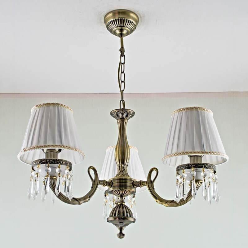 Люстра подвесная Light House SR-10321/3P AB WH на три лампы с абажурами Бронза