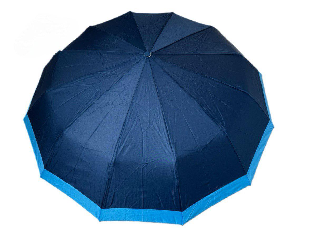 Зонтик автоматический женский Bellissimo 12 спиц 6 сегментов Синий с голубой каймой (654/1) - фото 2