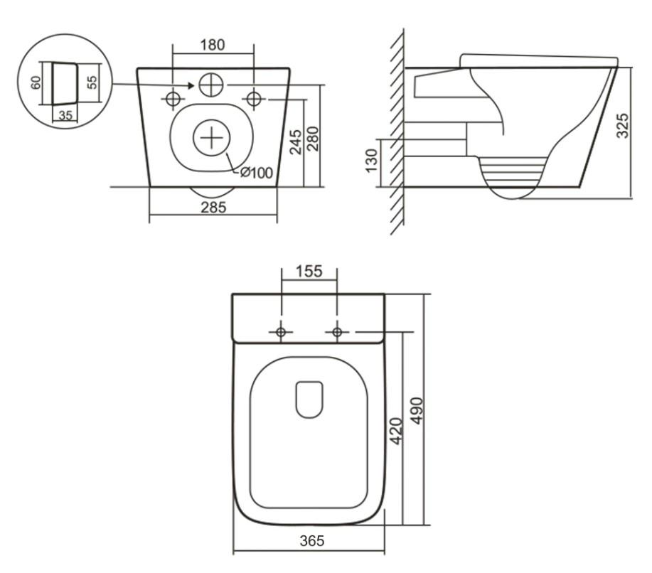 Унитаз подвесной Qtap Tern Ultra Quiet с сиденьем Slim Duroplast/Soft-close/Quick relase (QT17332303ASMR) - фото 2