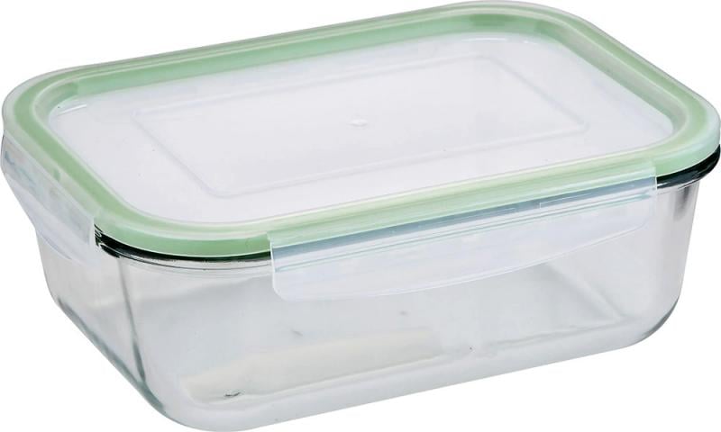 Контейнер скляний Bergner Greener з пластиковою кришкою прямокутний 1,5 л Зелений (BG-25052-OL)