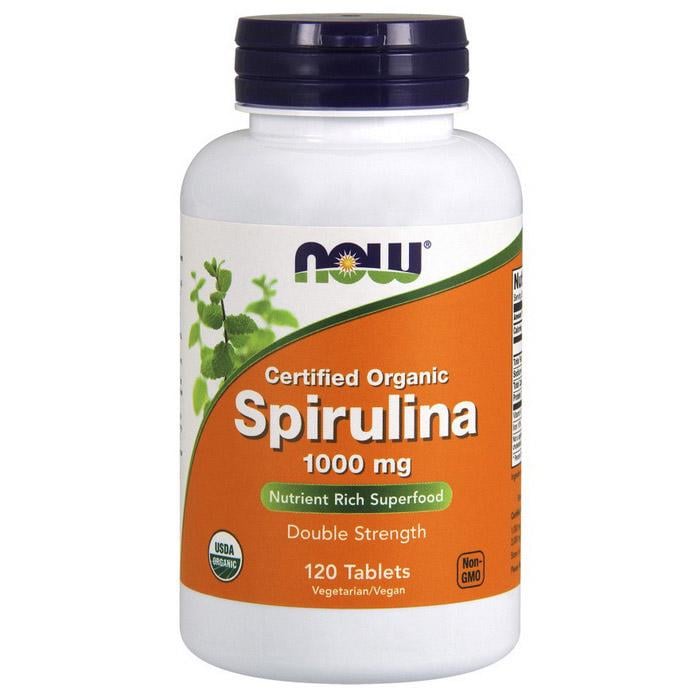 Органическая спирулина NOW Certified Organic Spirulina 1000 mg 120 табл.