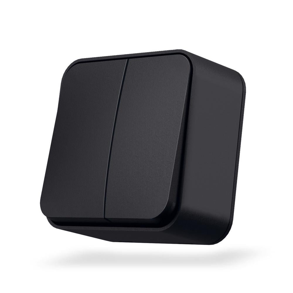 Выключатель наружный двухклавишный Videx Binera Черный графит (12618)