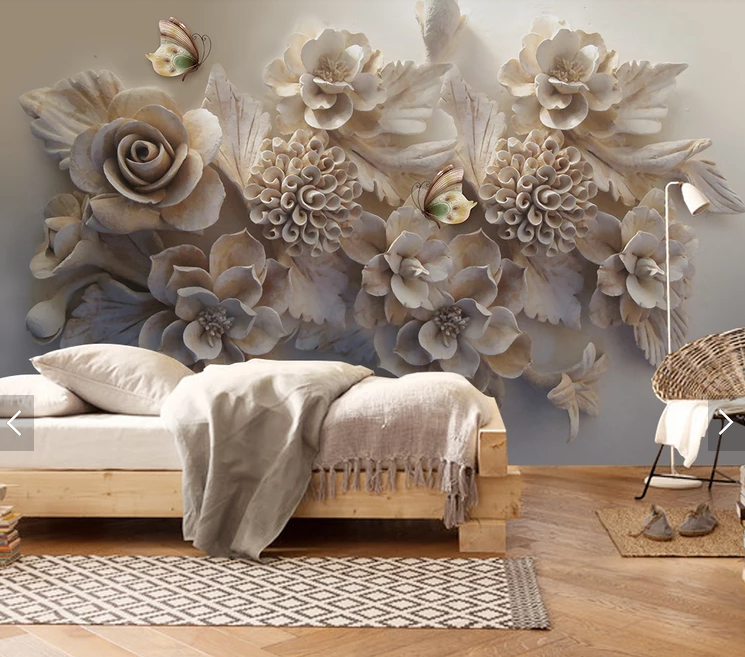Фотообои 3D флизелиновые цветочные для спальни/зала/кухни Цветы в тени