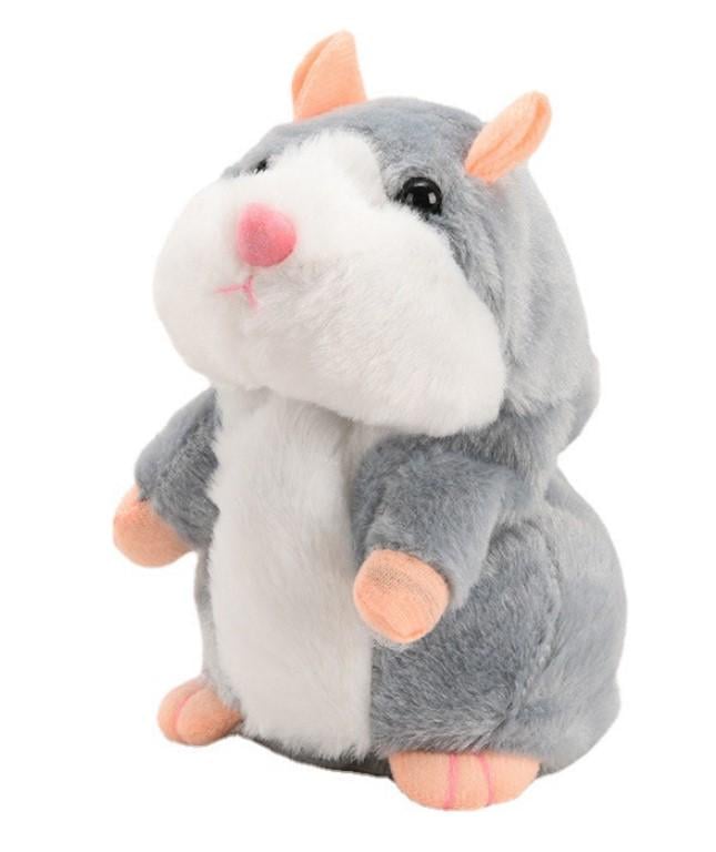 Интерактивный хомяк-повторюшка игрушка на батарейках Серый (2104618613)