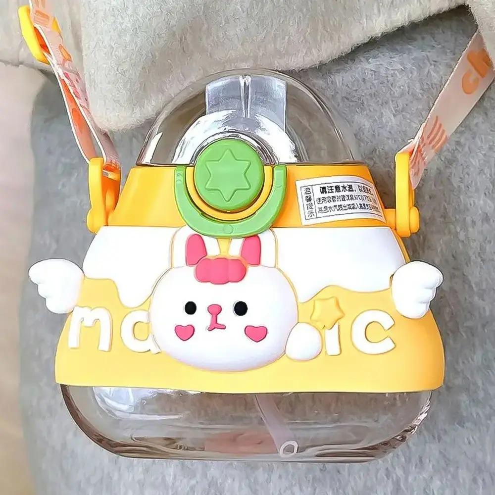 Дитяча пляшка для води з силіконовою трубочкою та ремінцем POP02313 520 мл Помаранчевий - фото 4