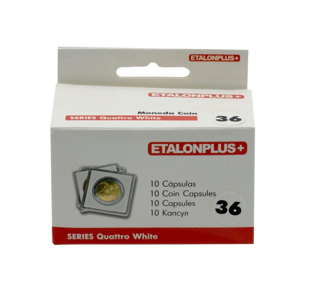 Капсулы квадратные Etalonplus для монет 36 мм 10 шт. 50x50 мм вкладыш Белый (А16684)