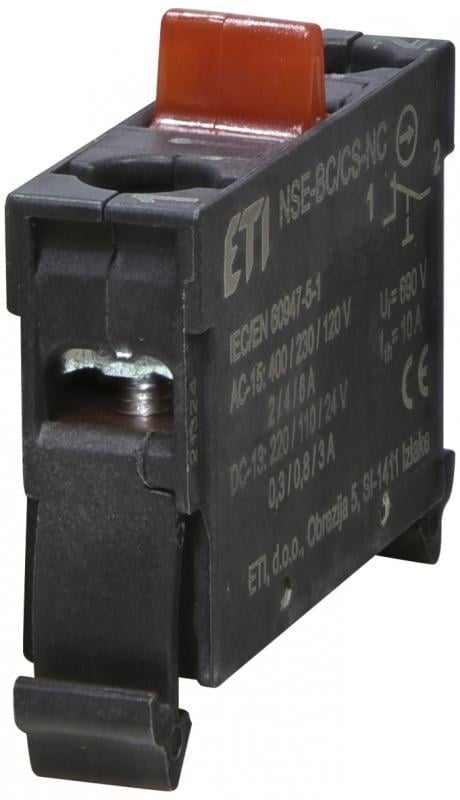 Контактный блок ETI NSE-BC/CS-NC 1NC 4A 230V AC/DC установка в корпус для кнопок NSE (4774157)