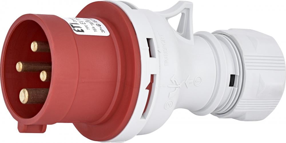 Силова вилка ETI EV-1643 3P+PE 16А 400 В переносна IP44 Червоний (4482017)