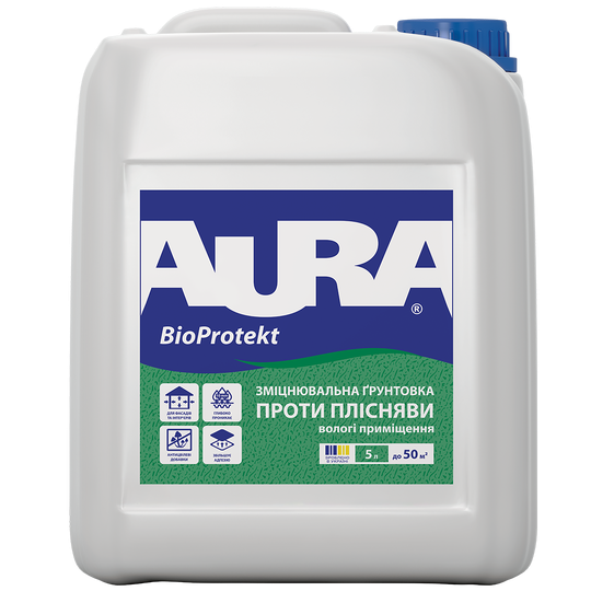 Ґрунтовка антисептична глибокого проникнення AURA UNIGRUND BIOPROTEKT 5 л