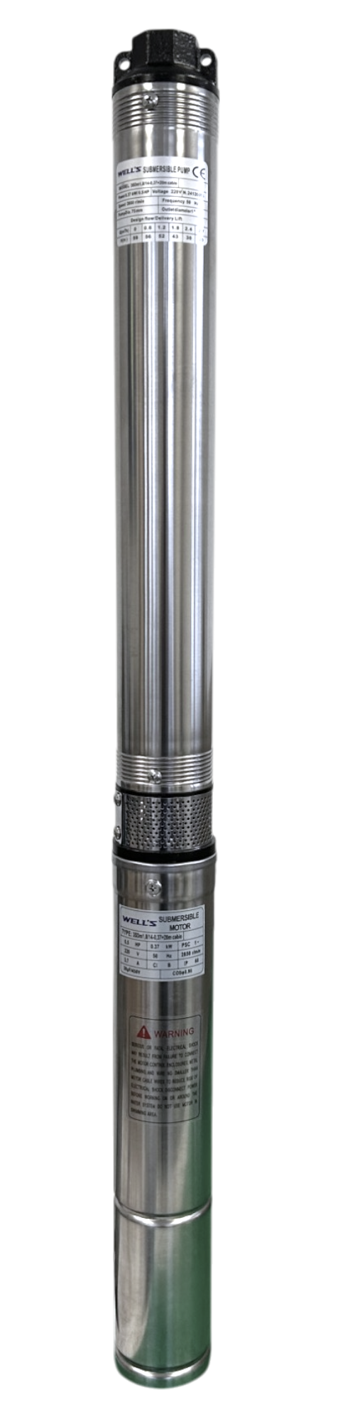 Насос занурювальний для свердловини WELL`S 3SDm1,8/27 0,75 кВт H=114 м Q=45 л/хв - фото 4