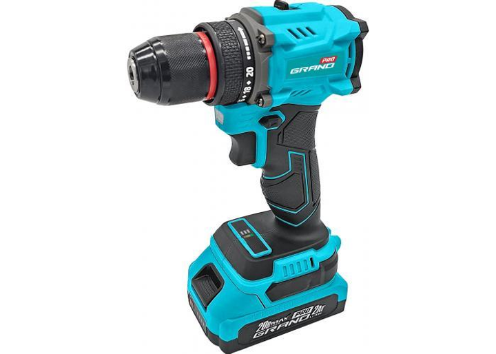 Шуруповерт аккумуляторный Grand ДА-20/2 BL PRO BRUSHLESS бесщеточный 20 В 2 аккумулятора (23730088)