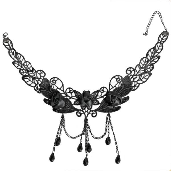 Декор для Хэлоуина Seta Чокер ажурный Три черные розы (17-495)