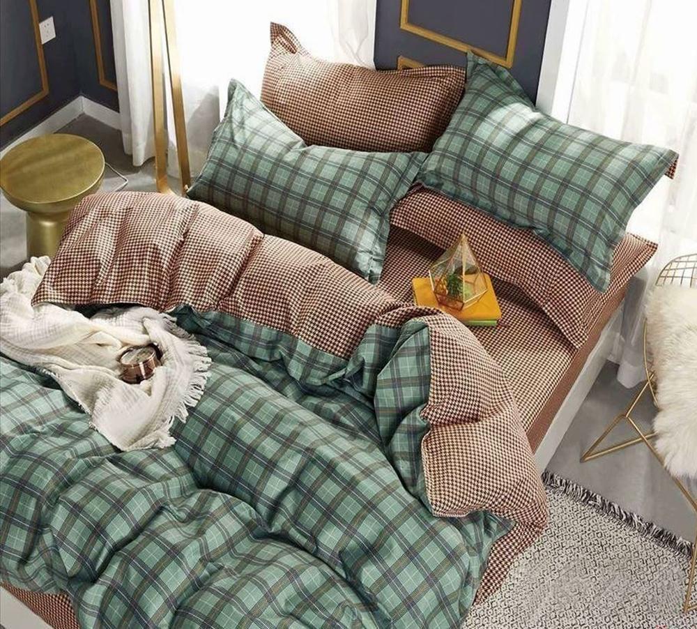 Комплект постельного белья Pretty Клетка семейный ранфорс 9653 Зеленый (DR013063)