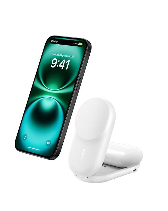 Зарядний пристрій бездротовий Belkin UltraCharge 2в1 Foldable Magnetic Charging 25 Вт Білий (WIZ039KQ 30492712) - фото 2 Зарядний пристрій бездротовий Belkin UltraCharge 2в1 Foldable Magnetic Charging 25 Вт Білий (WIZ039KQ 30492712) - фото 2