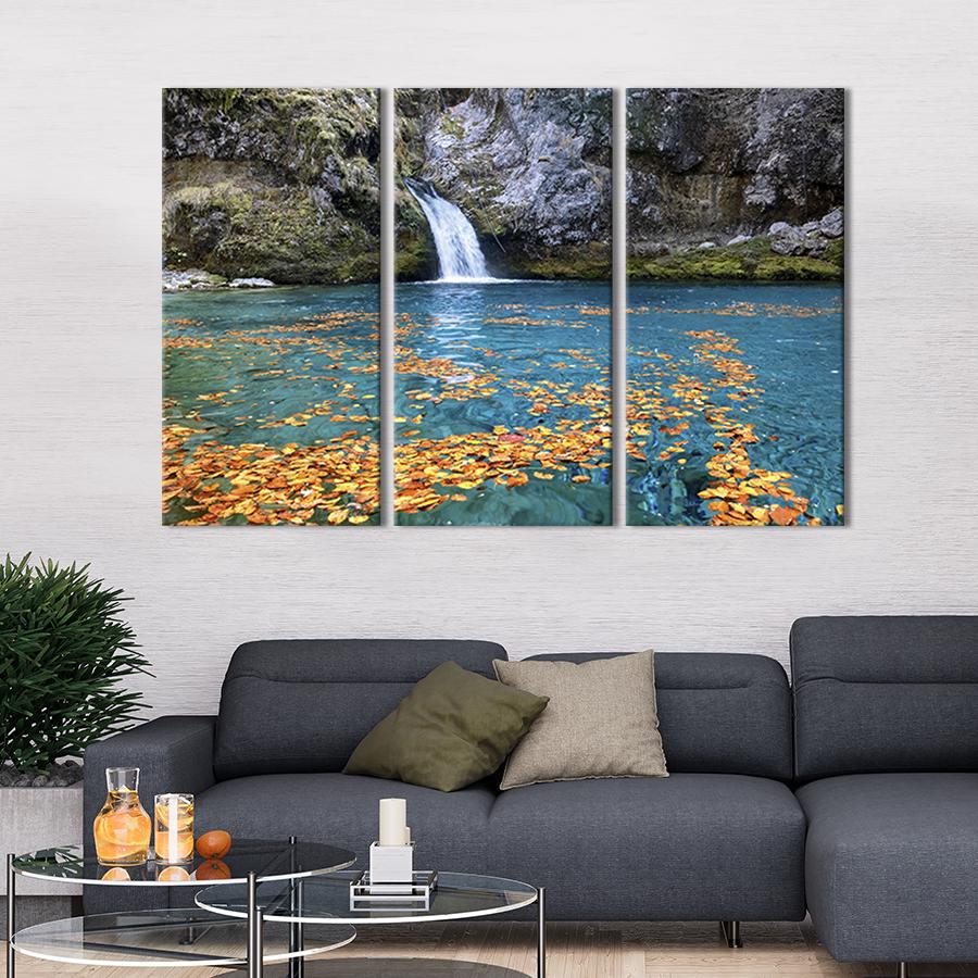 Модульная картина на холсте Триптих Осенний водопад 156x100 см (625-31)