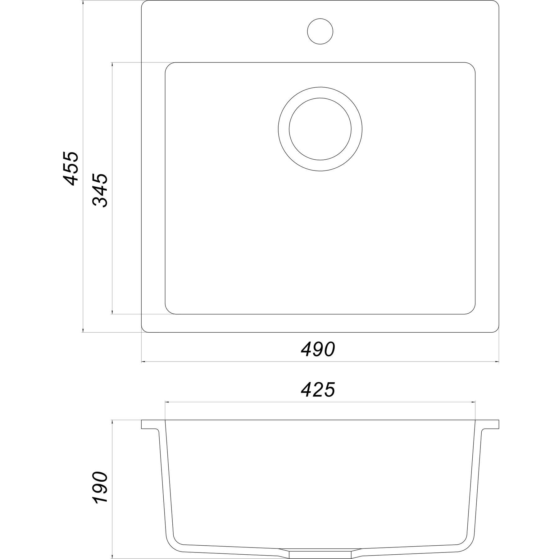 Мойка гранитная Globus Lux AOSTA 490x455 мм Слоновая кость - фото 5