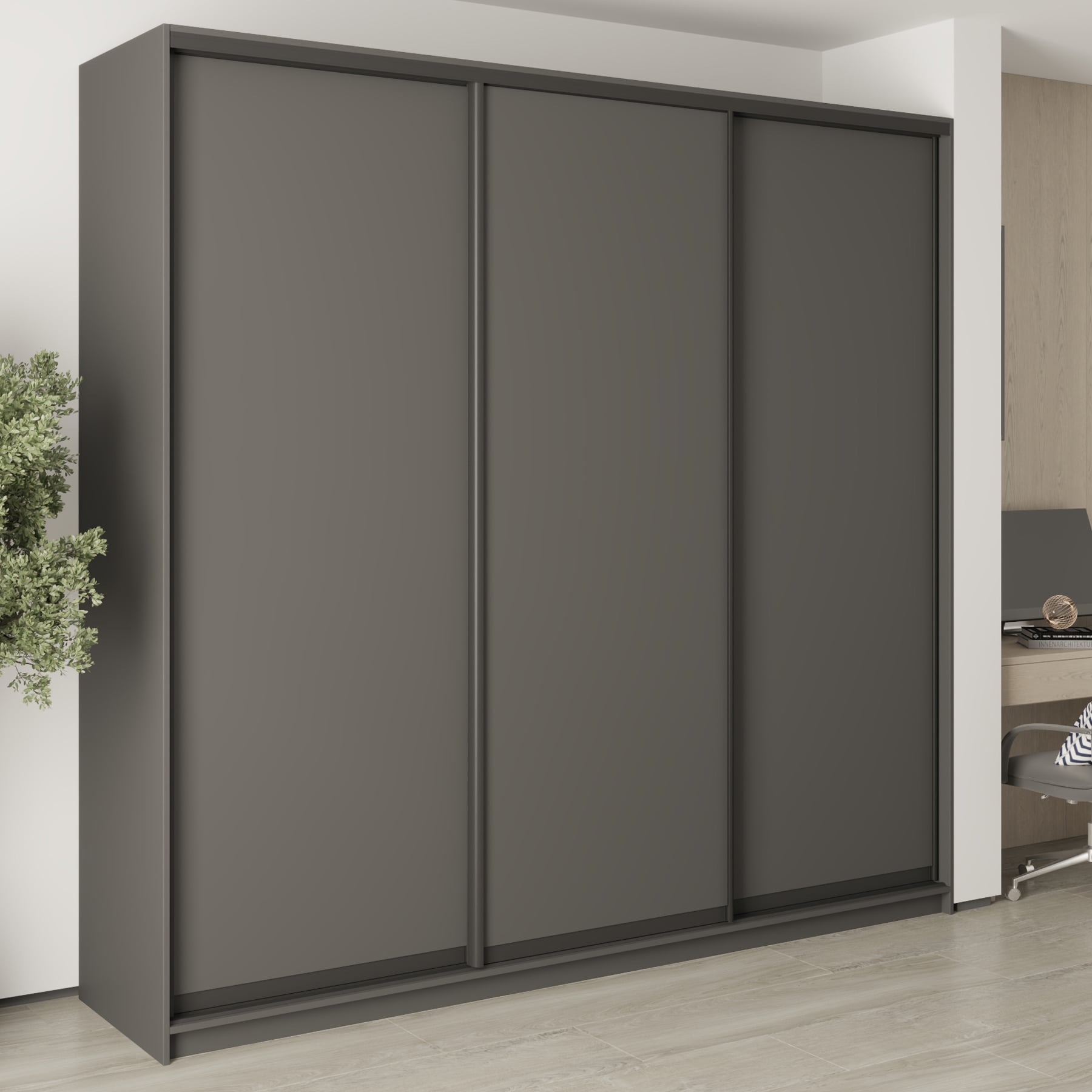 Шкаф-купе трехдверный Mebel Star Комбо BG MBS-9445 250х60х240 см Антрацит (1009434) Шкаф-купе трехдверный Mebel Star Комбо BG MBS-9445 250х60х240 см Антрацит (1009434)