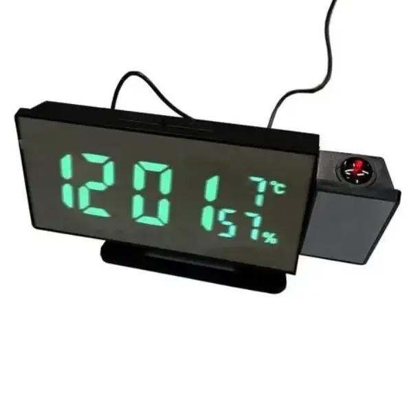 Часы настольные электронные VST 896S-4 9091 с зеленой подсветкой Черный (020925)