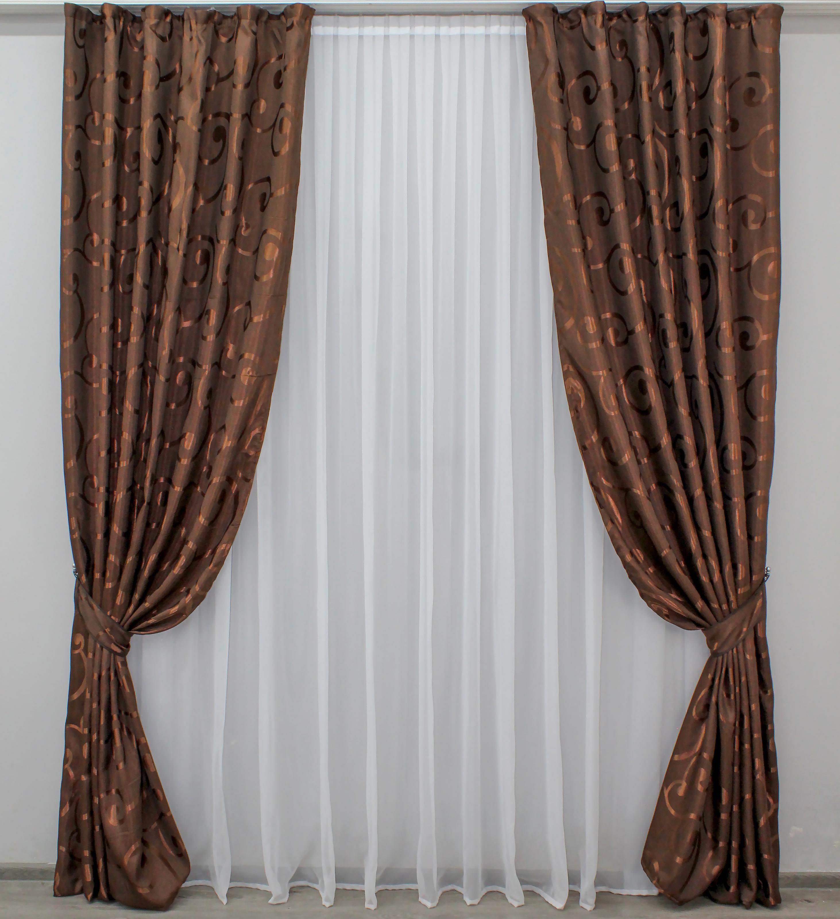 Комплект штор VR-Textil № 1077ш жаккард 150х270 см 2 шт. Коричневый (30-886) Комплект штор VR-Textil № 1077ш жаккард 150х270 см 2 шт. Коричневый (30-886)