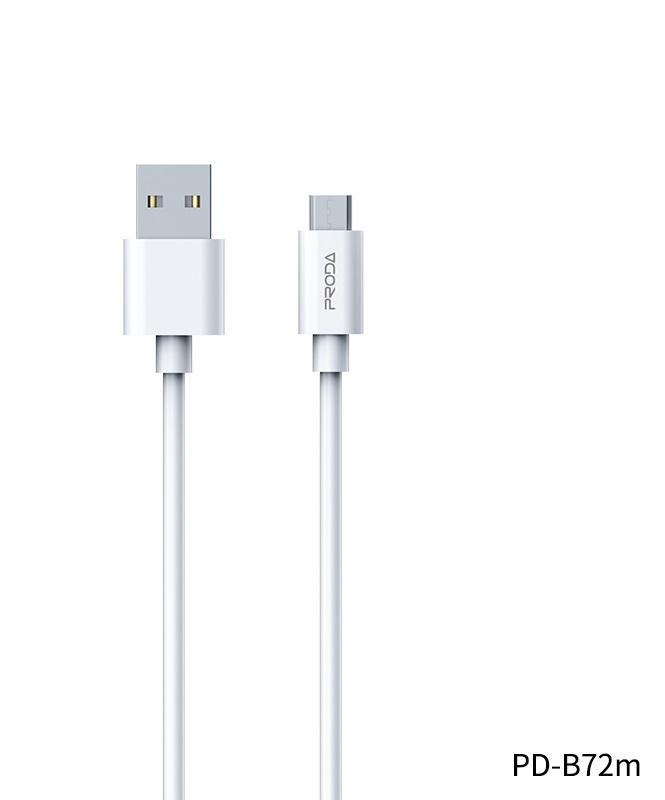 Кабель Proda PD-B72m microUSB 2,4А с передачей данных до 480 Mb/s White