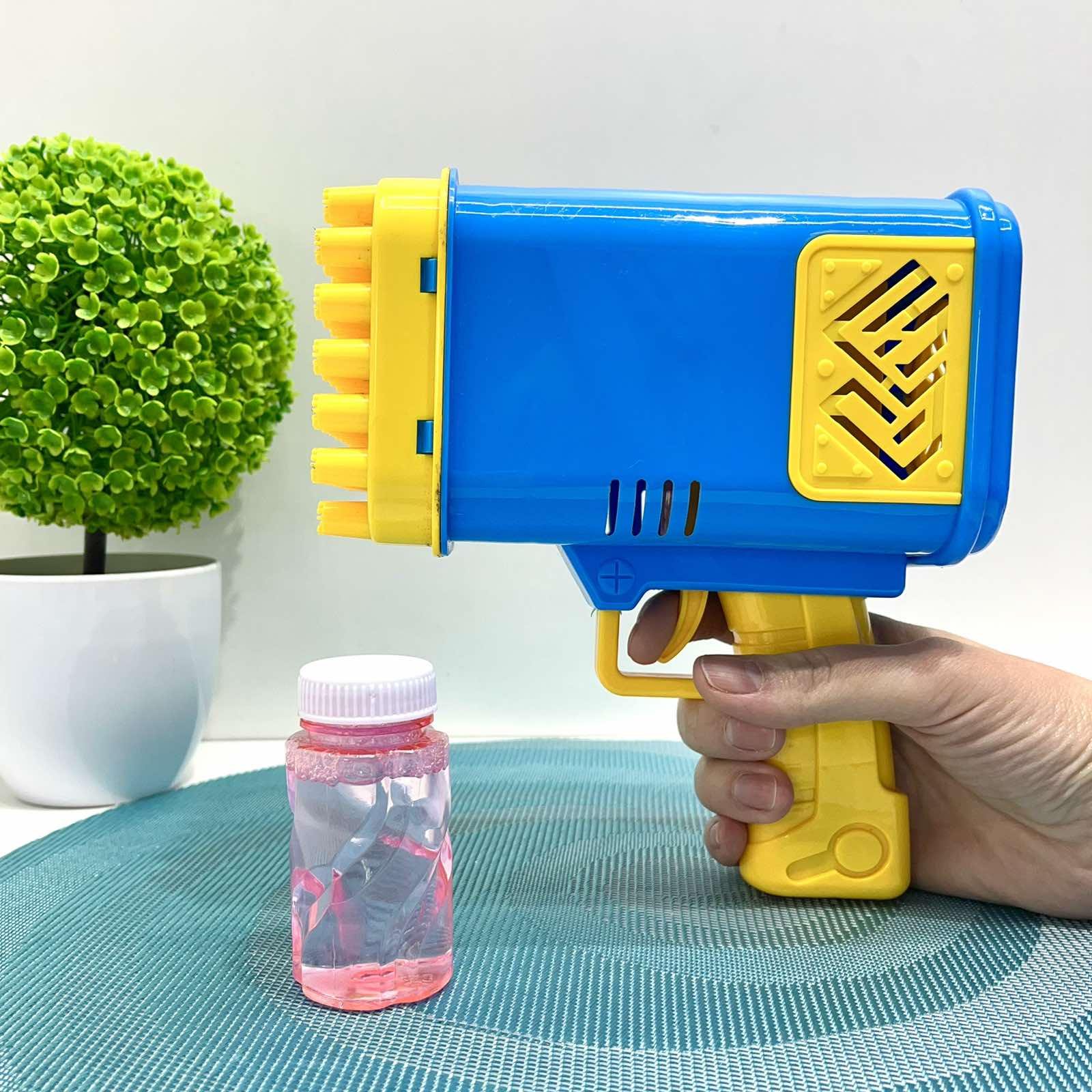 Пистолет для запуска мыльных пузырей 45 отверстий 17 см Желто-синий (2023-58A) - фото 8