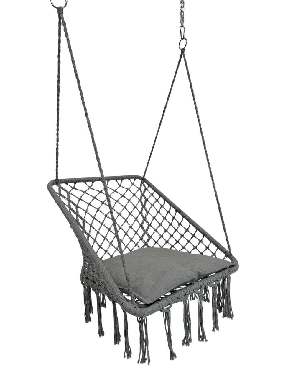 Кресло-качели подвесные WCG Плетеная квадратная с мягкой подушкой Графитовый (2689017147) - фото 1