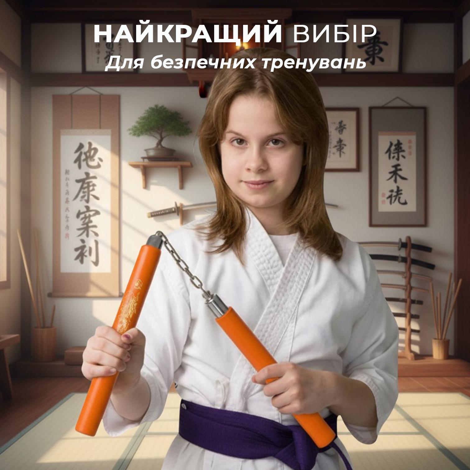 Нунчаки тренировочные Univerza Дракон с цепью неопреновым покрытием для начинающих Оранжевый - фото 8 Нунчаки тренировочные Univerza Дракон с цепью неопреновым покрытием для начинающих Оранжевый - фото 8