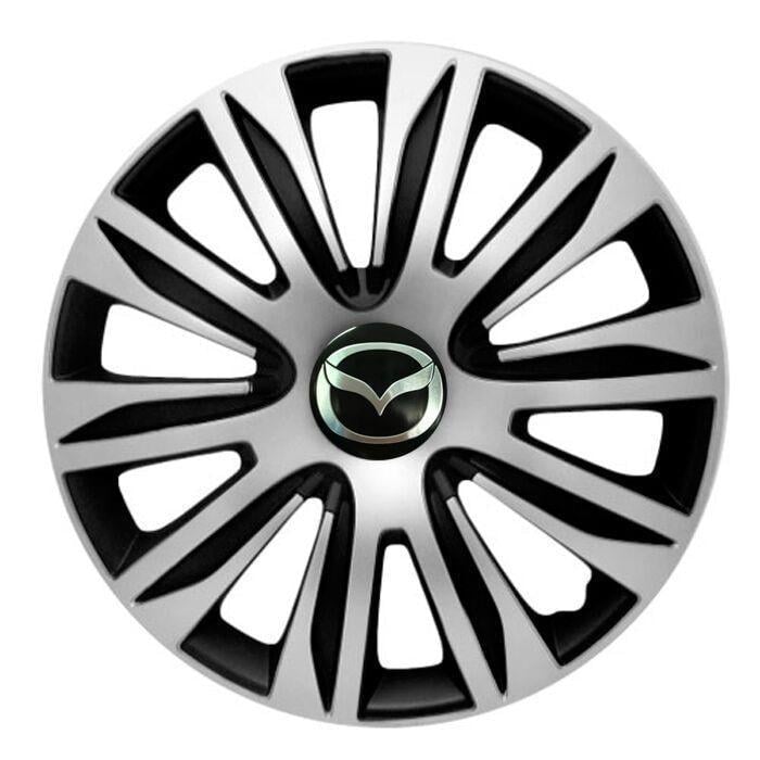 Колпаки для колес 4 Racing Nardo R14 с логотипом Mazda 4 шт. Silver/Black