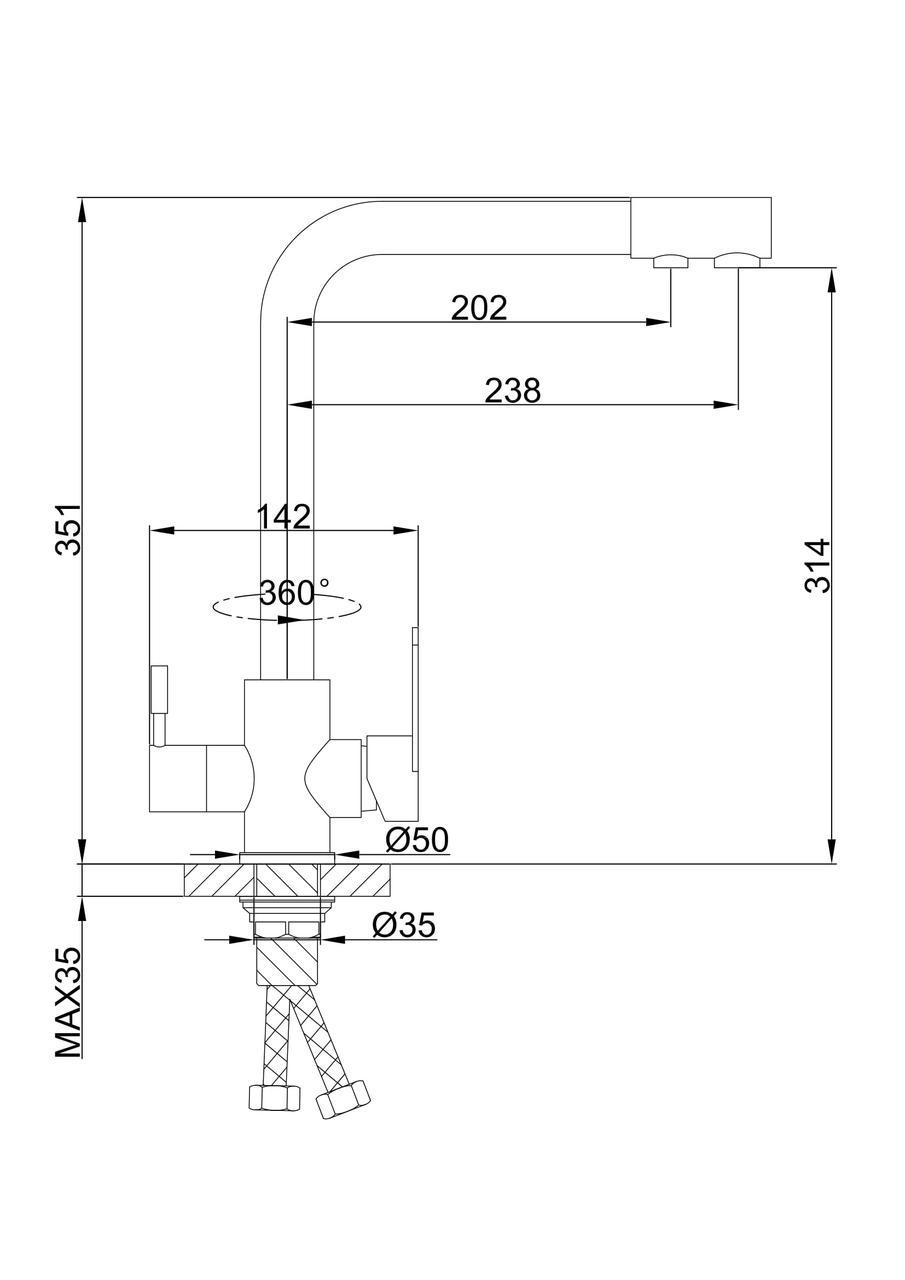 Змішувач для кухні на дві води Frap H43 F4348 Сатин - фото 2 Змішувач для кухні на дві води Frap H43 F4348 Сатин - фото 2