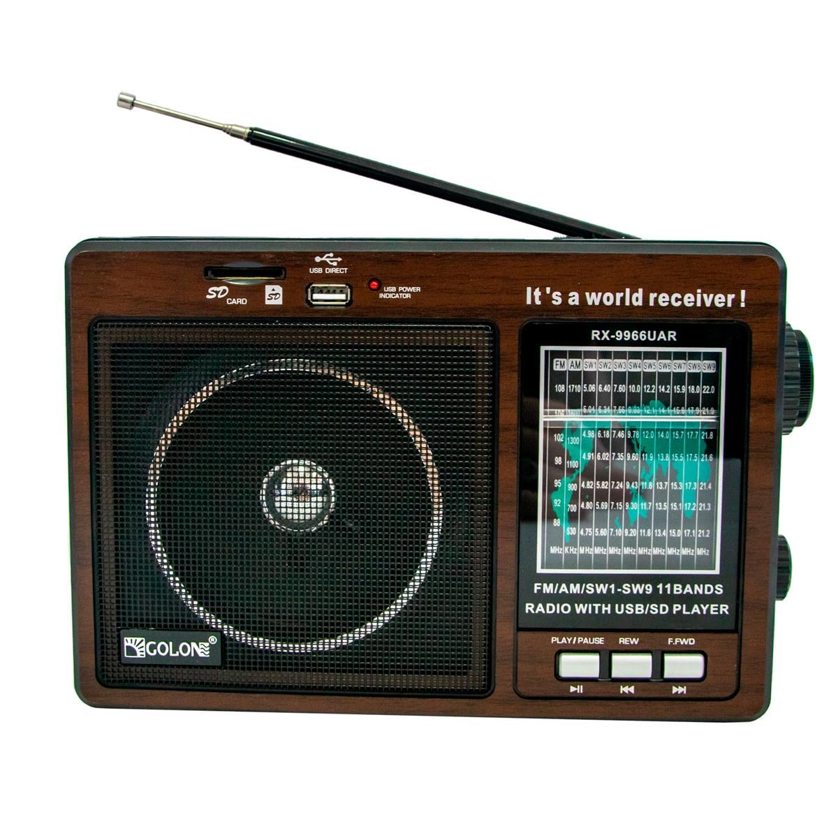 Радиоприемник Golon RX-9966 на батарейках Коричневый (1009994-Brown)