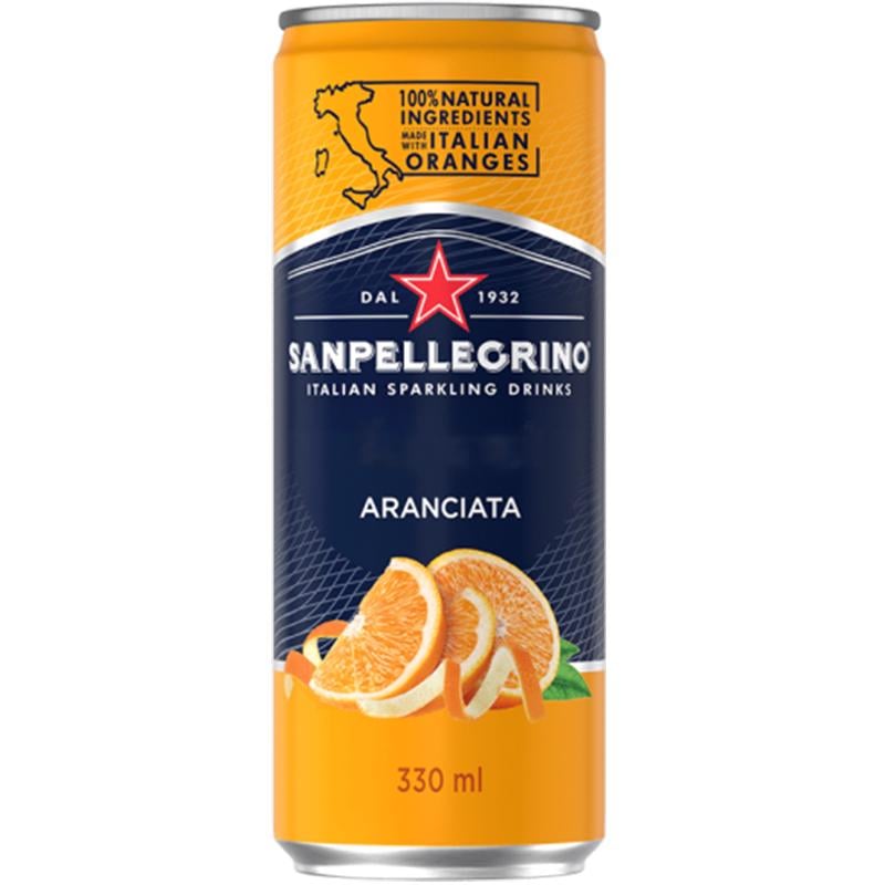 Вода газированная сокосодержащая апельсин San Pellegrino Aranciata 4 шт. х 0,33 л (18158)