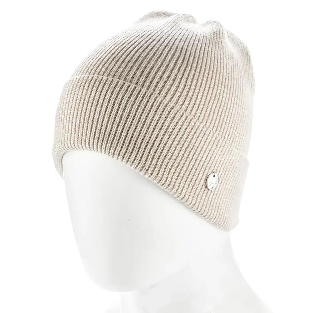 Шапка луковичка из вискозы Atrics WH891 с отворотом утепленная флисом Бежевый